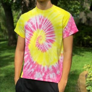 NWOT Pink & Yellow Handmade Tie Dye Tshirt
